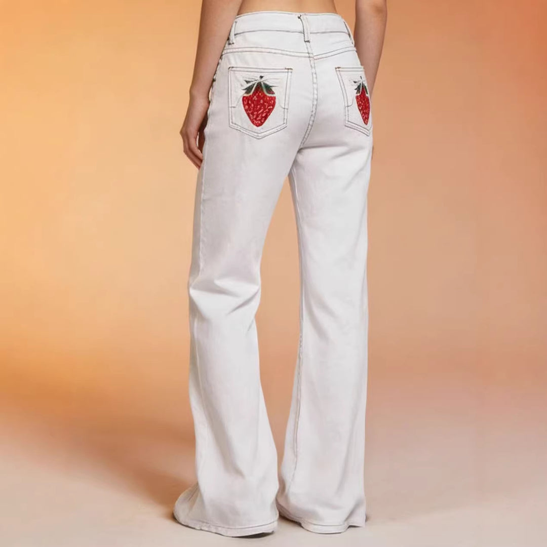 Dame Flared Jeans med høy midje og elegante sømdetaljer Skjora