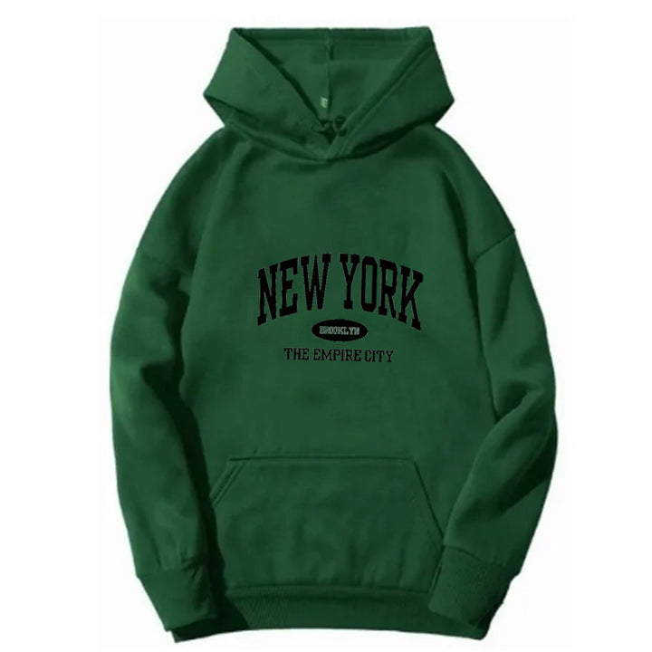 Kvinne behagelig hettegenser med New York-print Skjora