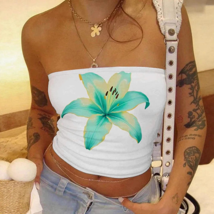 Dame Bandeau-Top med blomstermønster Skjora