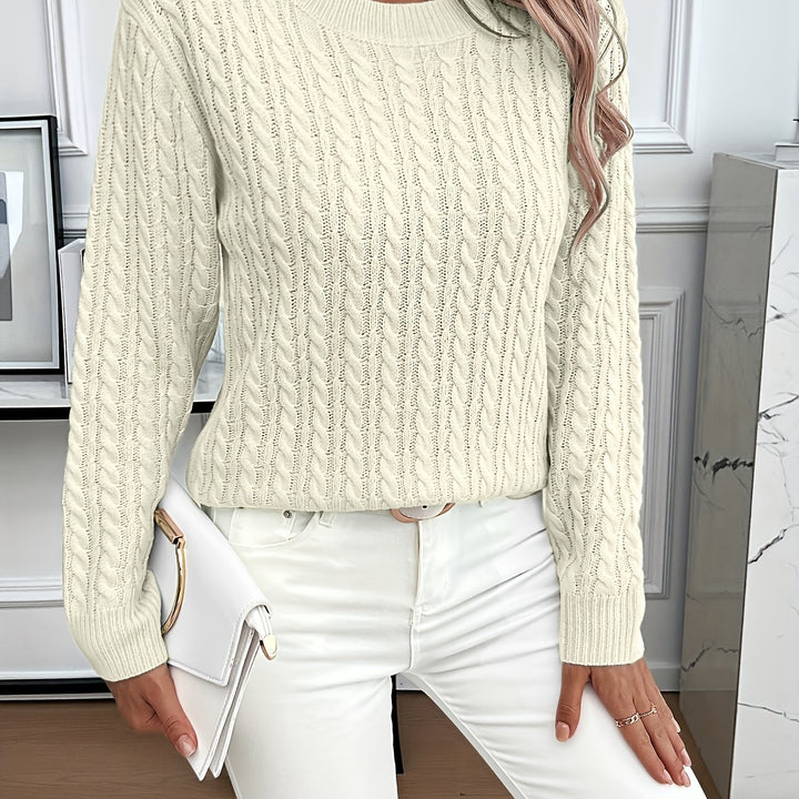 Women's Knitted Sweater with Elegant Cable Design Skjora