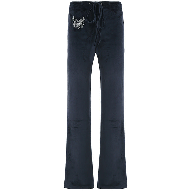 Dame-sweatpants i leken flared-design med trendy broderier Skjora