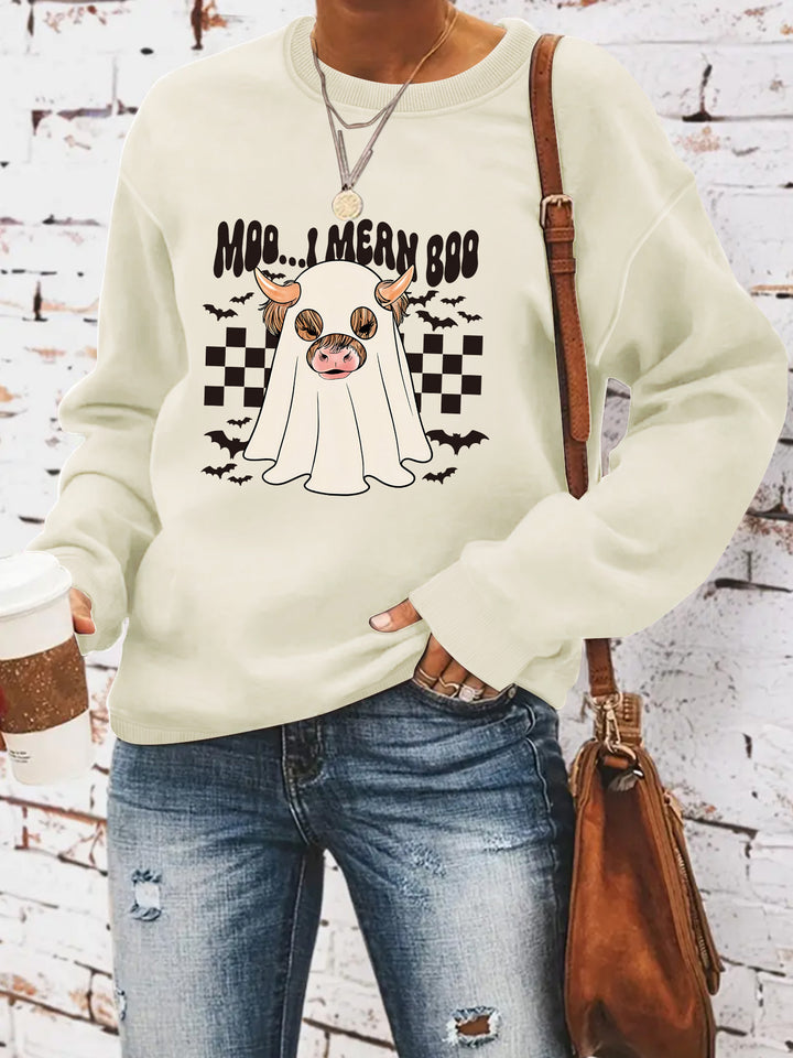 Dame sweatshirt i munter Halloween-design Skjora