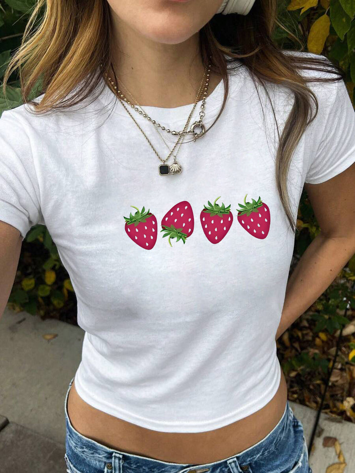 Dame Crop-T-skjorte med kreativt bjørnemotiv og morsom tekst Skjora