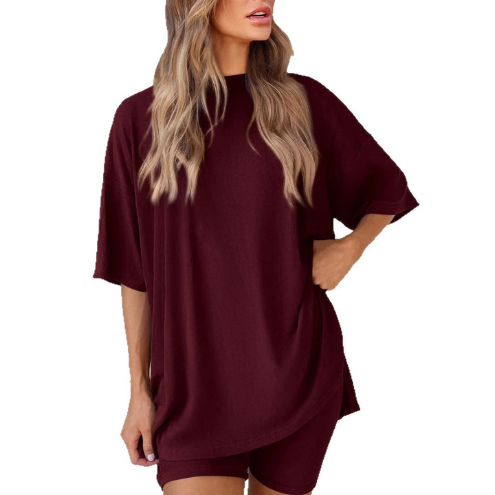 Damer Løst Lounge-set med oversized topp og korte bukser Skjora