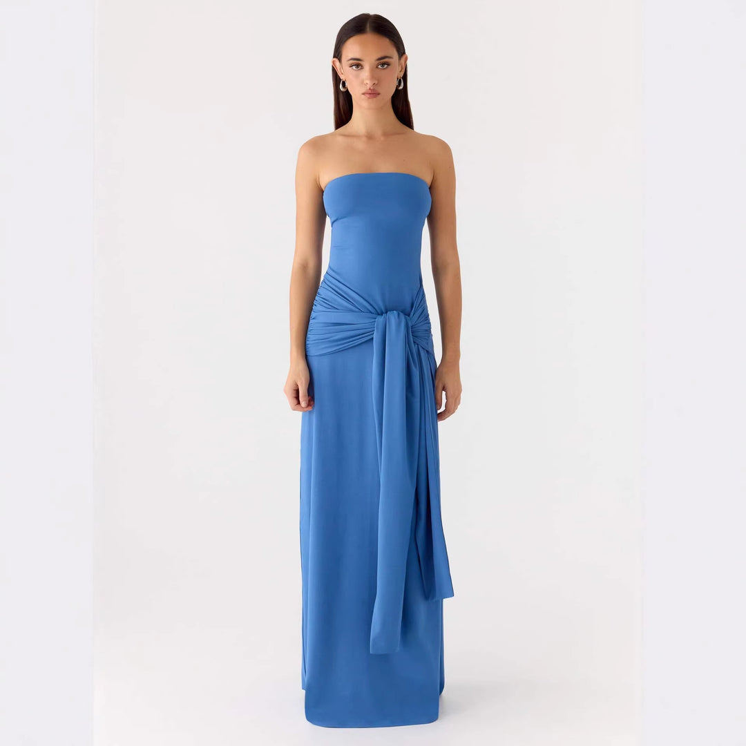 Dame Strapless Maxikjole med elegant innpakningsdetalj Skjora