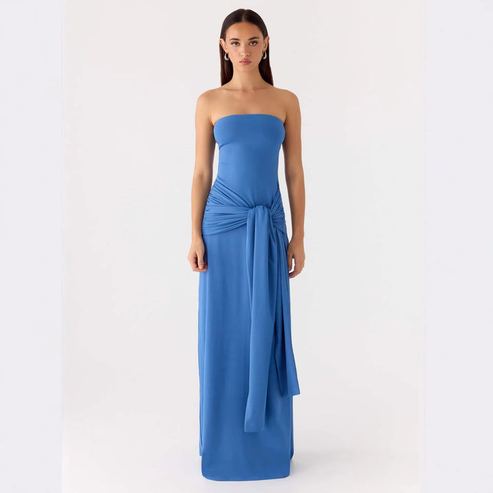 Dame Strapless Maxikjole med elegant innpakningsdetalj Skjora