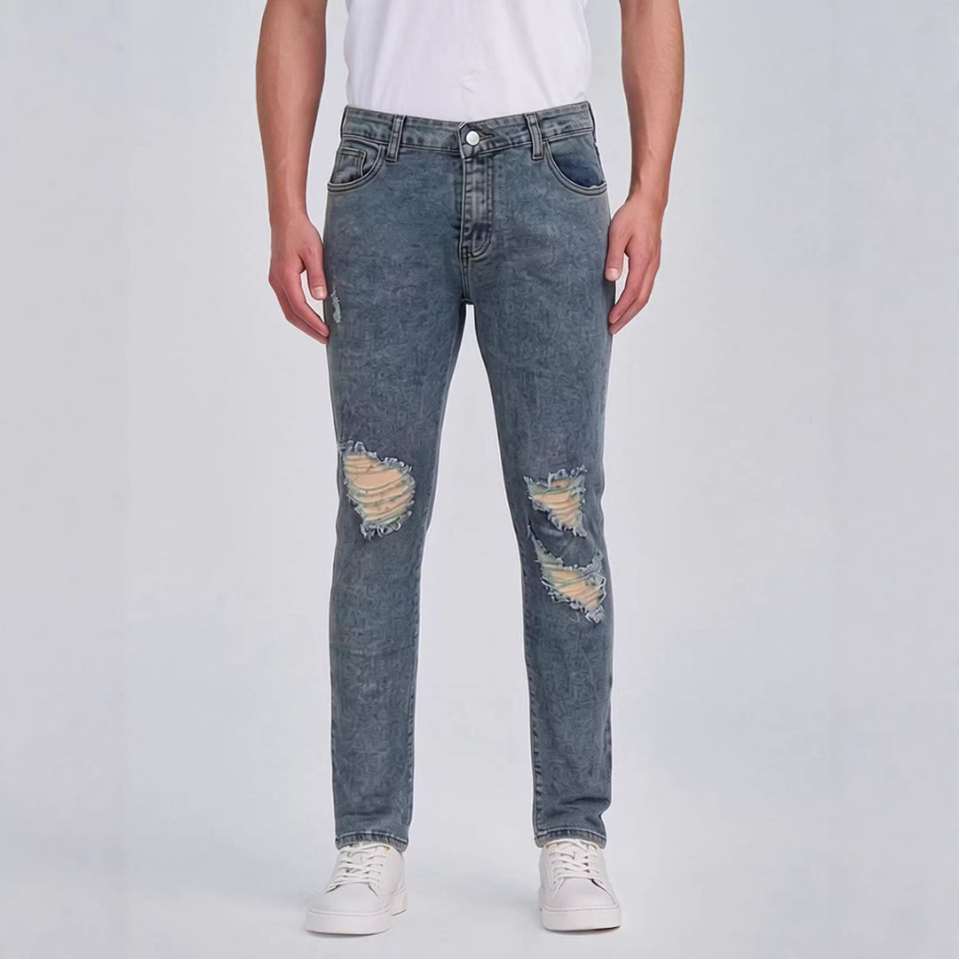 Herre Ødelagte Jeans med moderne Brukt-Look Skjora