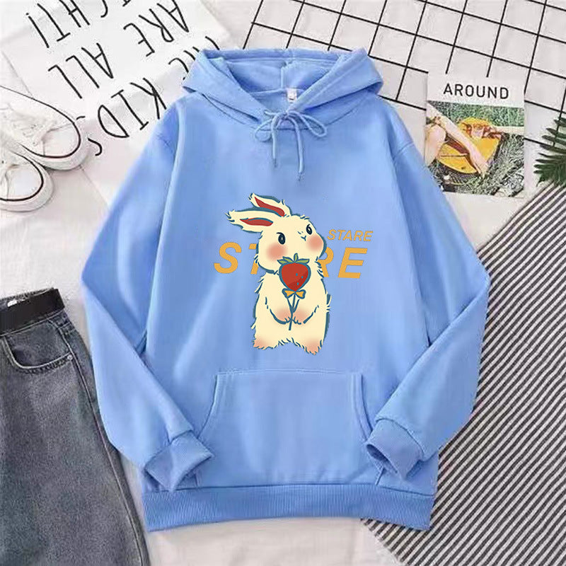 Damen Kapuzenpullover mit verspieltem Hasenmotiv und Inspirationsschriftzug Skjora