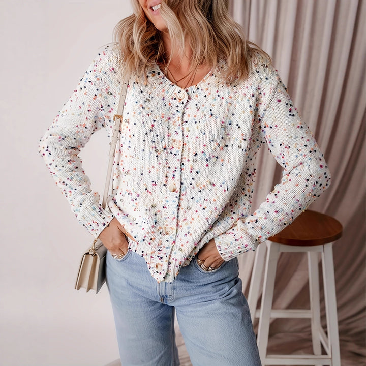 Kvinne cardigan med fargerik mønster Skjora