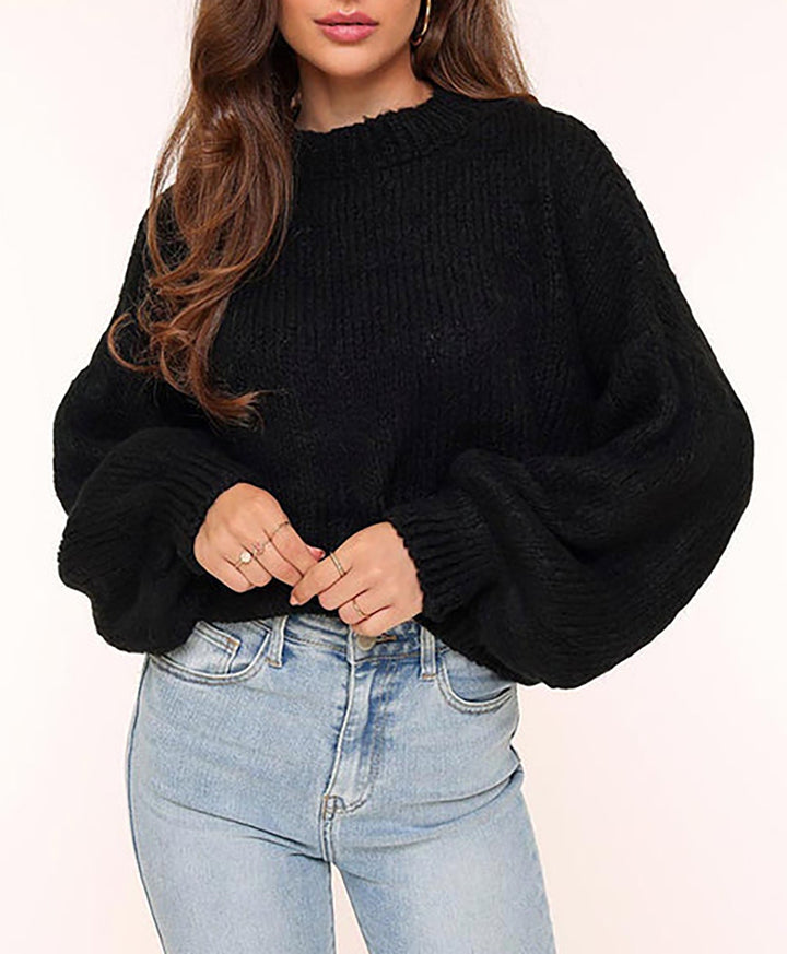 Kvinnens chunky strikket oversized genser med voluminøse ermer og koselig passform Skjora