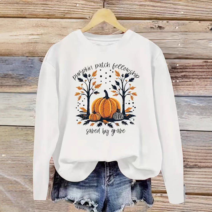 Dame sweatshirt med høst gresskar design og avslappet passform Skjora