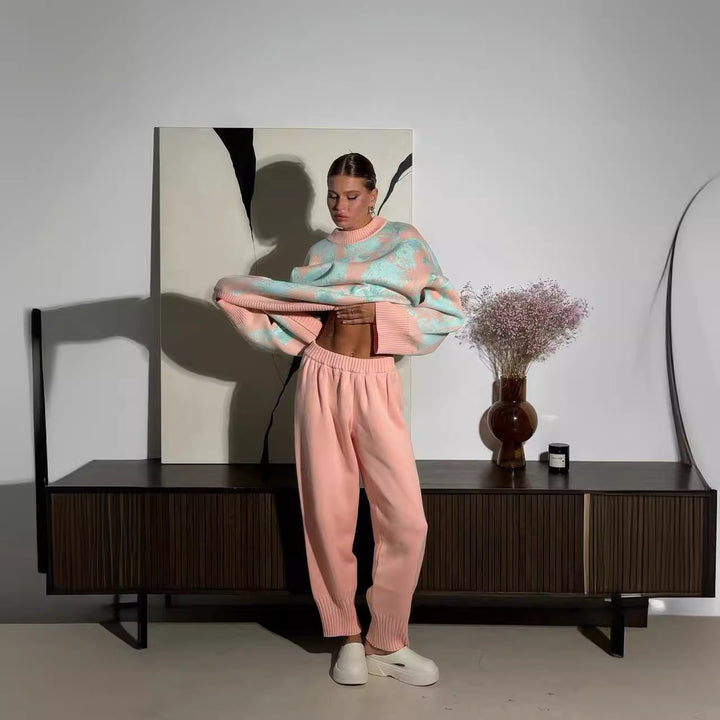 Damer Komfortabel Oversized Genser med Unikt Mønster Skjora