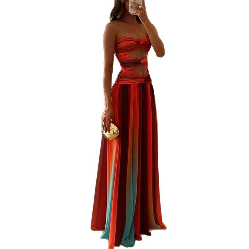 Dame strapless Maxi-kjole med raffinerte cut-out-detaljer Skjora