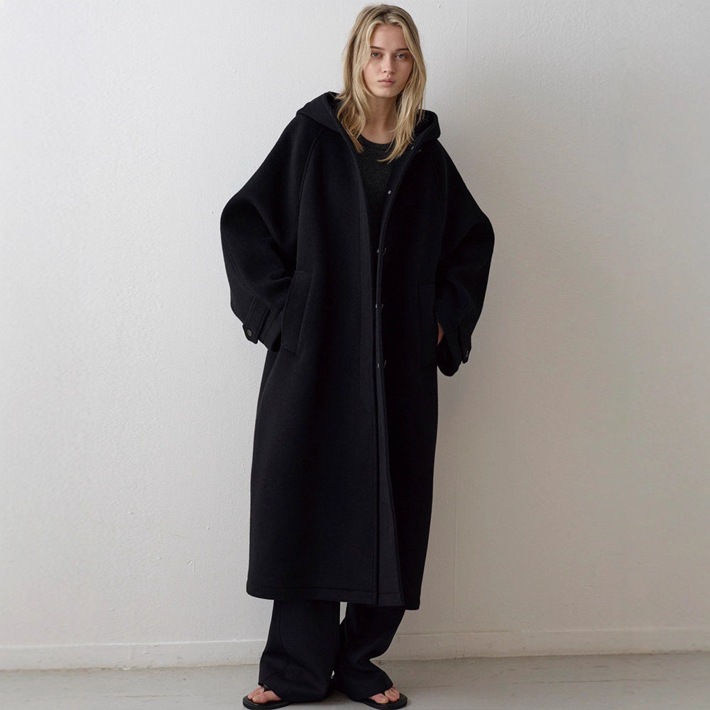 Dame Elegant Oversize-kåpe med hette og praktiske lommer Skjora