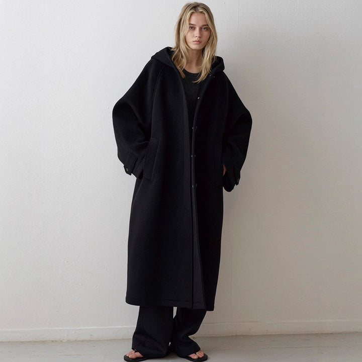 Dame Elegant Oversize-kåpe med hette og praktiske lommer Skjora