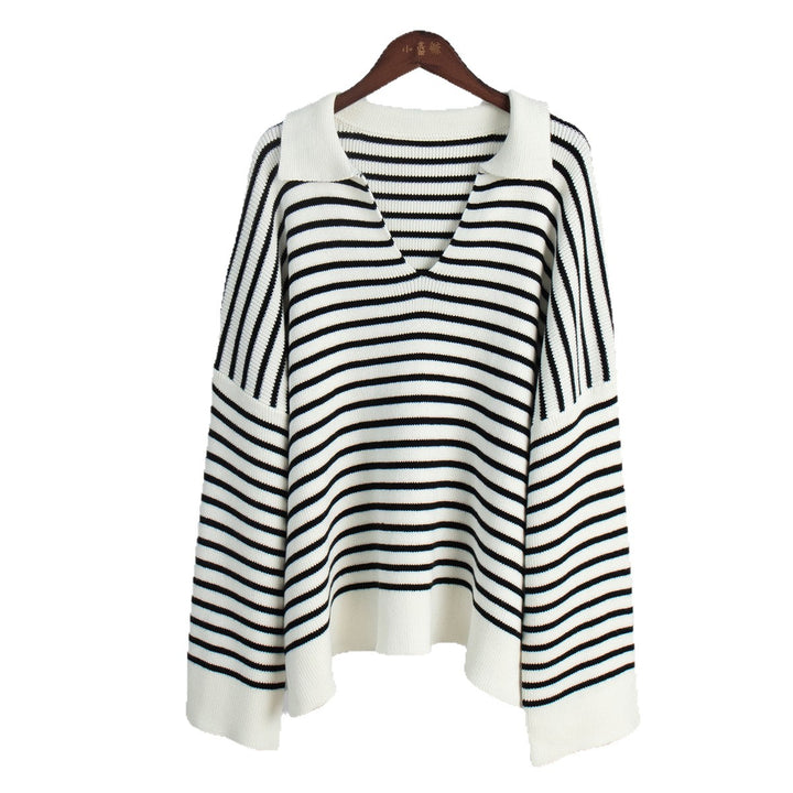 Kvinne Striped Strikkegenser med Cozy Fit Skjora
