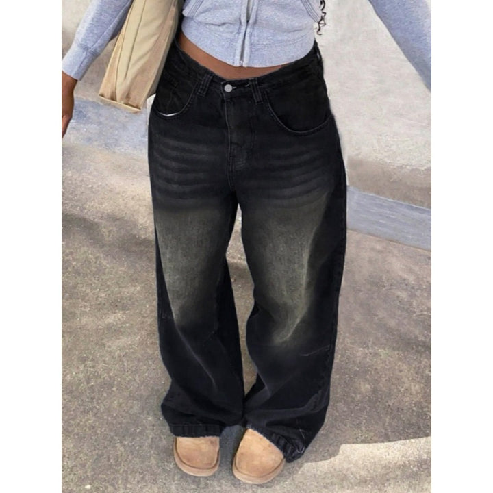 Dame High-Waist Baggy Jeans med unikt vaskeprosess Skjora