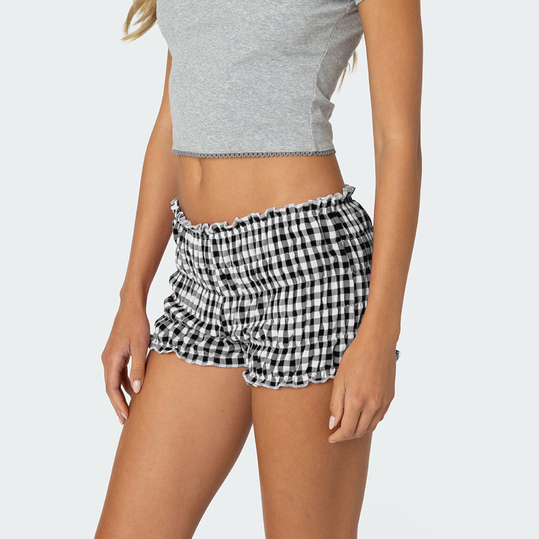 Dame volangshorts i Vichy-design Skjora