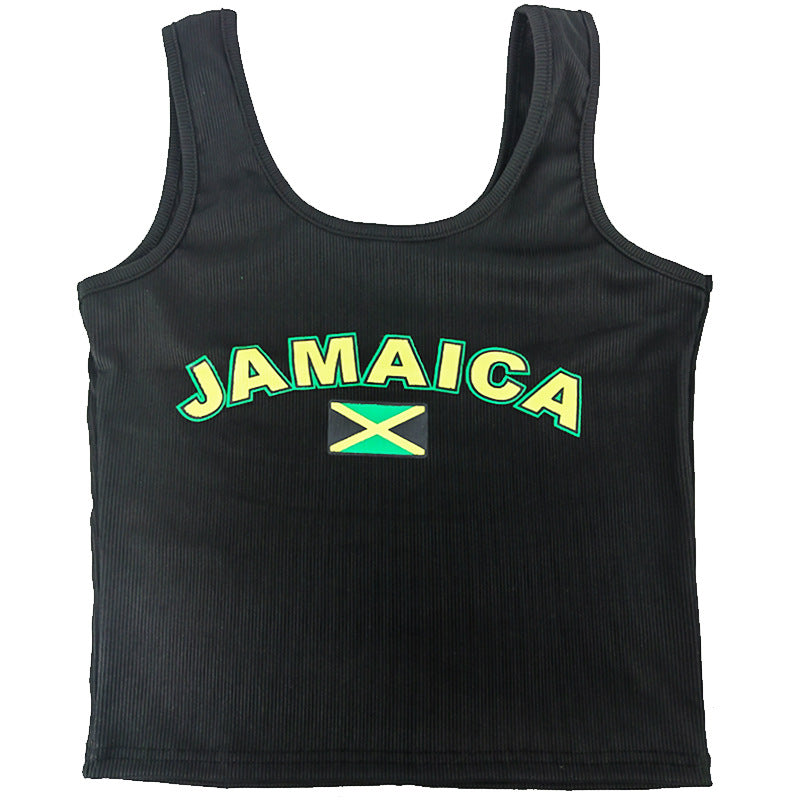 Dame ermeløs Tanktop med jamaicansk design Skjora