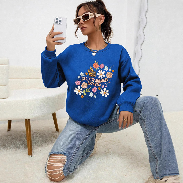 Kvinne sweatshirt med kreativt blomsterdesign og inspirerende trykk Skjora