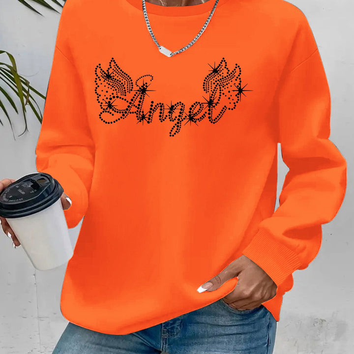 Kvinne sweatshirt med glitrende trykk og avslappet passform Skjora