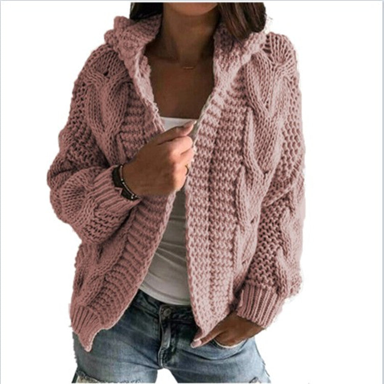 Kvinnenes chunky strikket cardigan med hette og dype lommer Skjora
