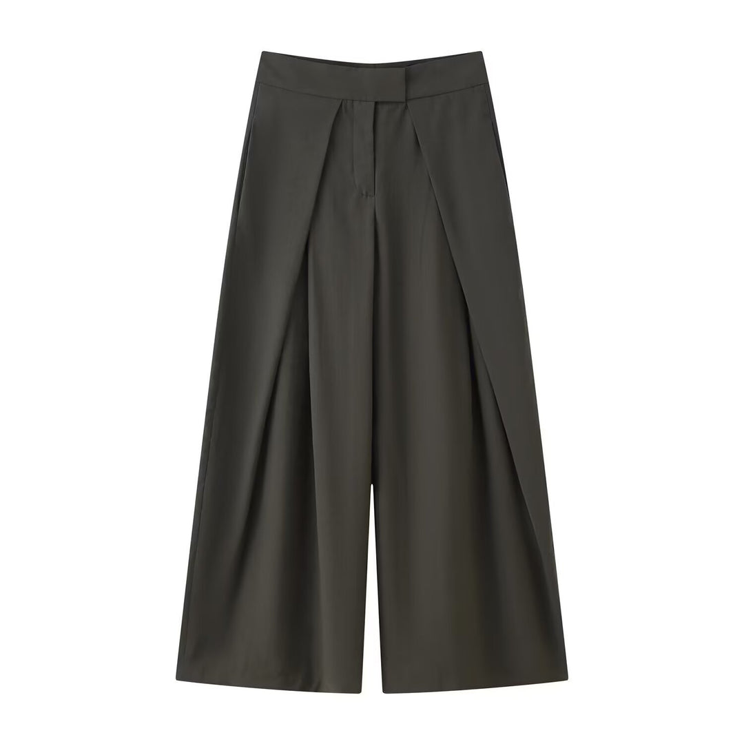 Damer vidt skjært culotte-bukse med elegante folder og høy midje Skjora