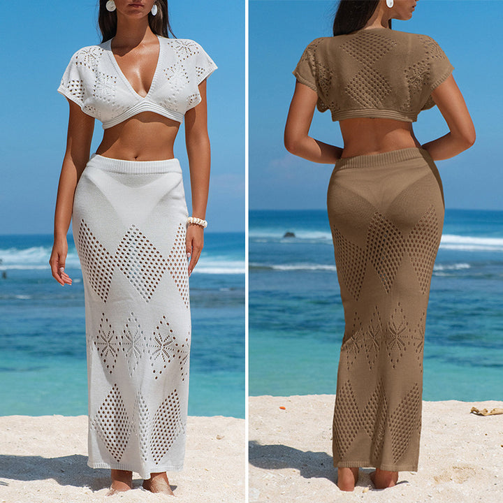 Damen Strickkleid mit offenen Mustern Skjora