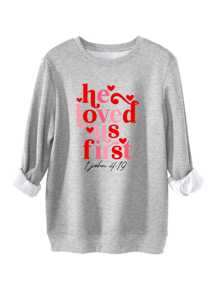 Dame sweatshirt med vennlig slagord og avslappet snitt Skjora
