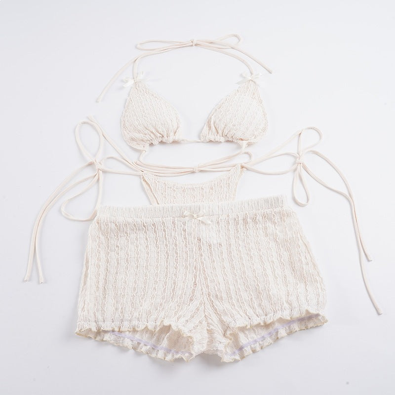 Dame triangel bikini sett med justerbare stropper og volangdetaljer Skjora