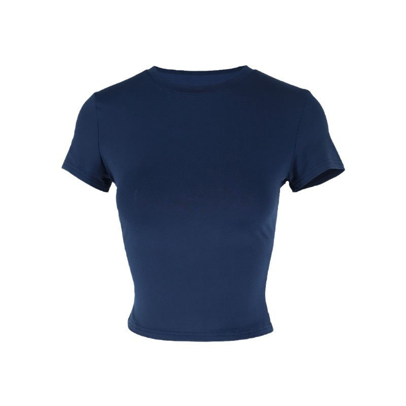 Dame figurnært Crop-Top med rund halsutskjæring og elastisk materiale Skjora