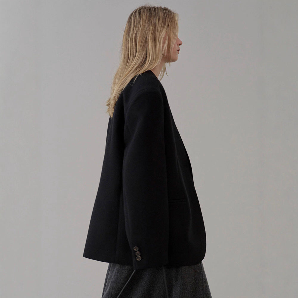 Dame elegant strikk blazere med asymmetrisk snitt Skjora