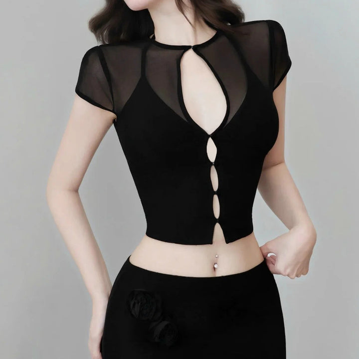 Women's Mesh Top with Decorative Band Skjora