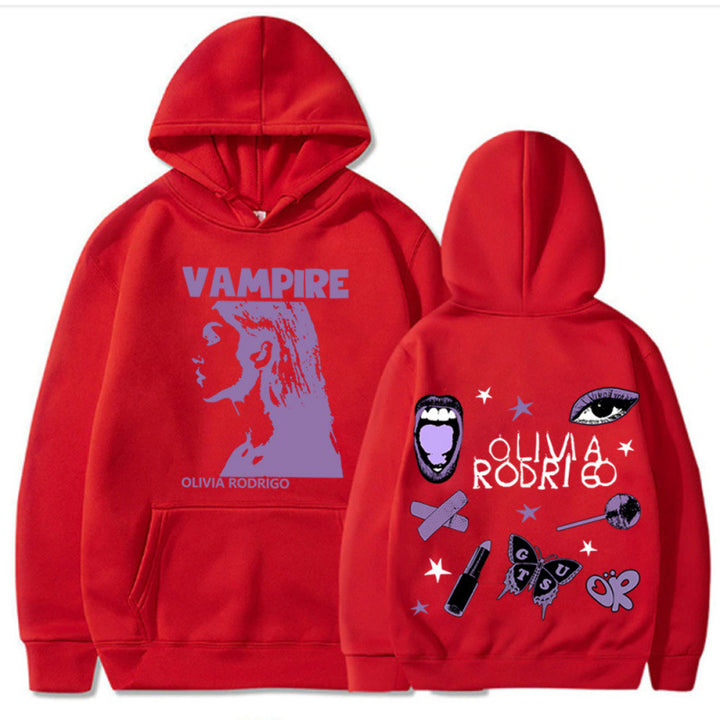 Kvinnehettegenser med kunstnerisk vampyrtrykk og oversized passform Skjora