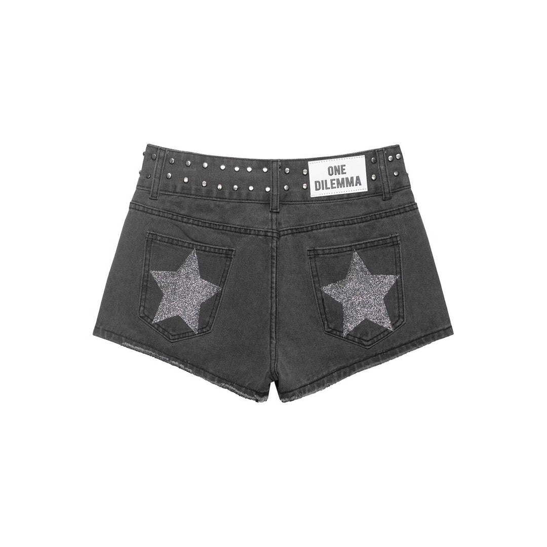 Damer stilige shorts med metalliske detaljer og høy midje Skjora