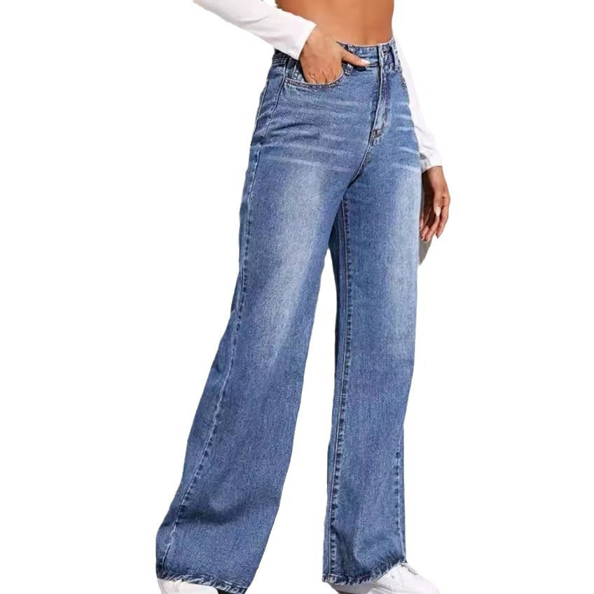 Dame vidt skjærte høyt liv jeans i casual stil Skjora
