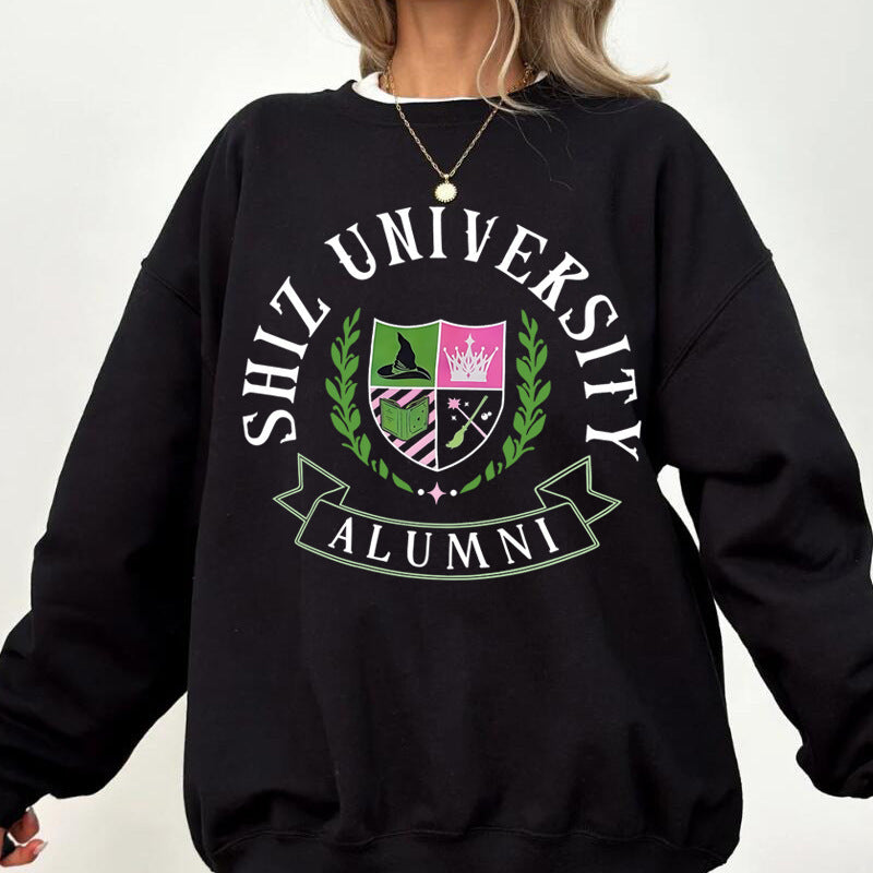 Dame Oversized Sweatshirt med universitetsemblem og avslappet snitt Skjora