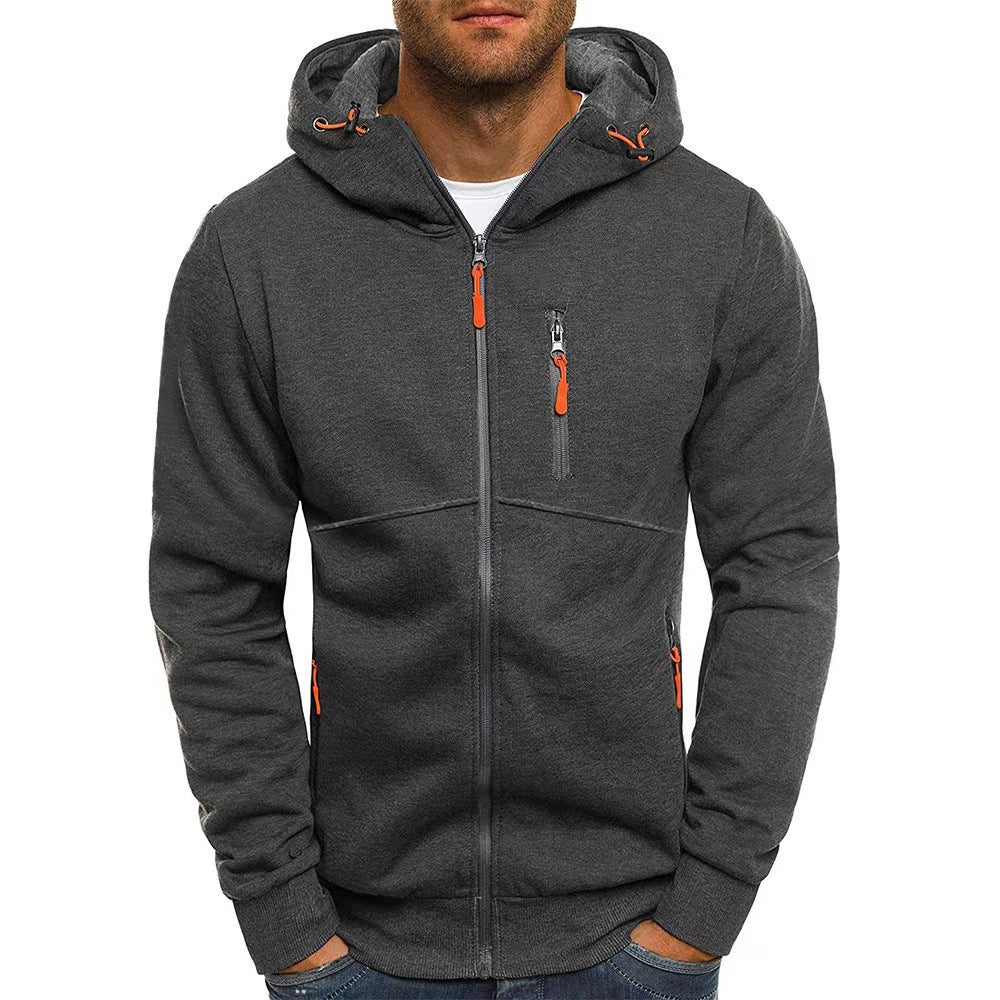 Herre hoodie med funksjonelle glidelåslommer og sporty design Skjora