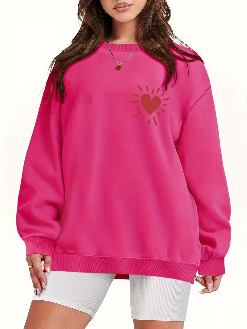 Dames sweatshirt med casual hjerte-motiv og oversized passform Skjora