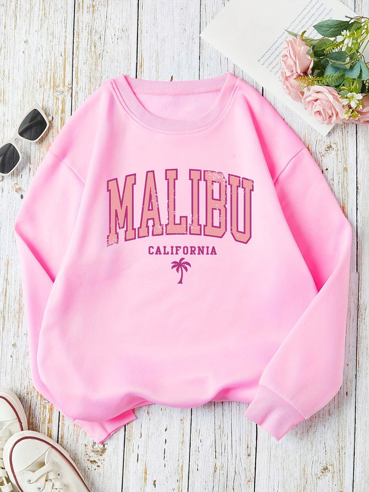 Dame sweatshirt med livlige Malibu bokstaver og avslappet passform Skjora