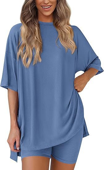 Dame Fritids-loungewear sett med oversized topp og shorts Skjora