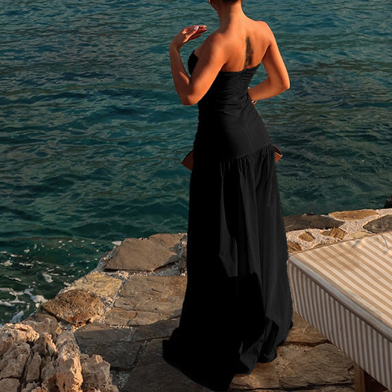 Dame Off-Shoulder Maxikjole med raffinert cut-out og flytende skjørt Skjora