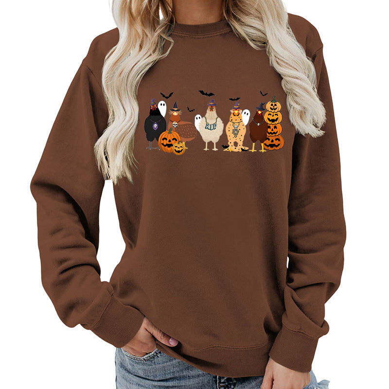 Dame sweatshirt med muntert Halloween-motiv Skjora