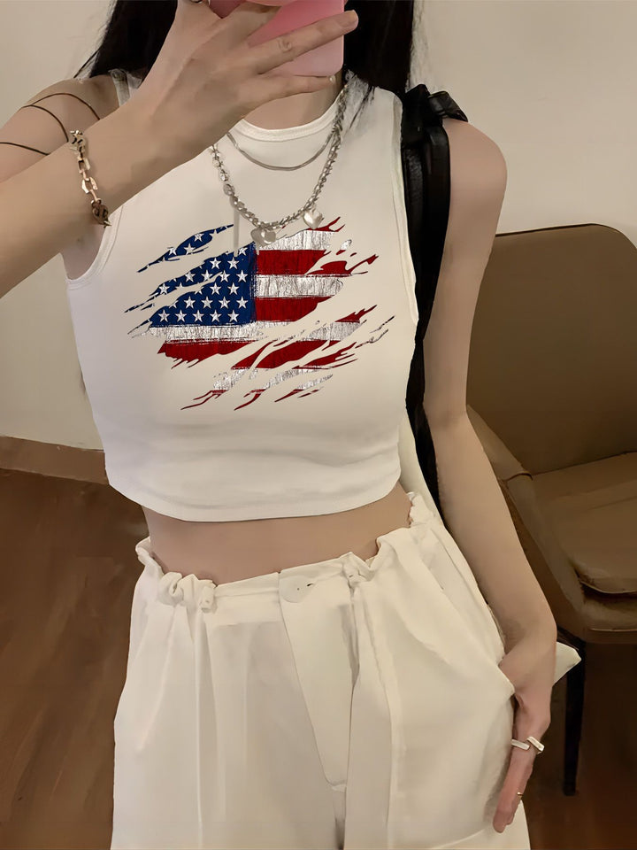 Dame Crop-Top med kreativt sitat og avslappet snitt Skjora