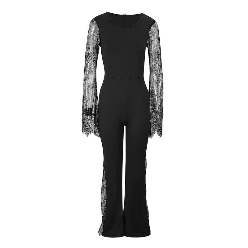 Damer Elegant Jumpsuit med skimrende spisse og vide ben Skjora