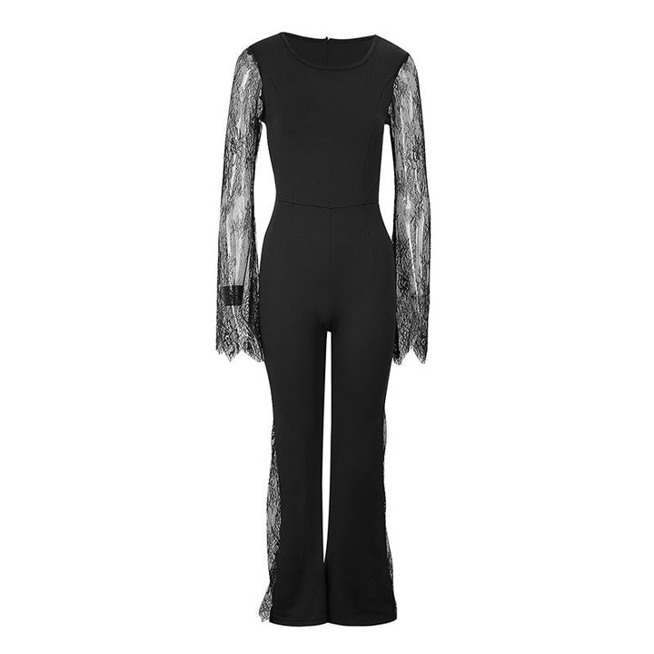 Damer Elegant Jumpsuit med skimrende spisse og vide ben Skjora