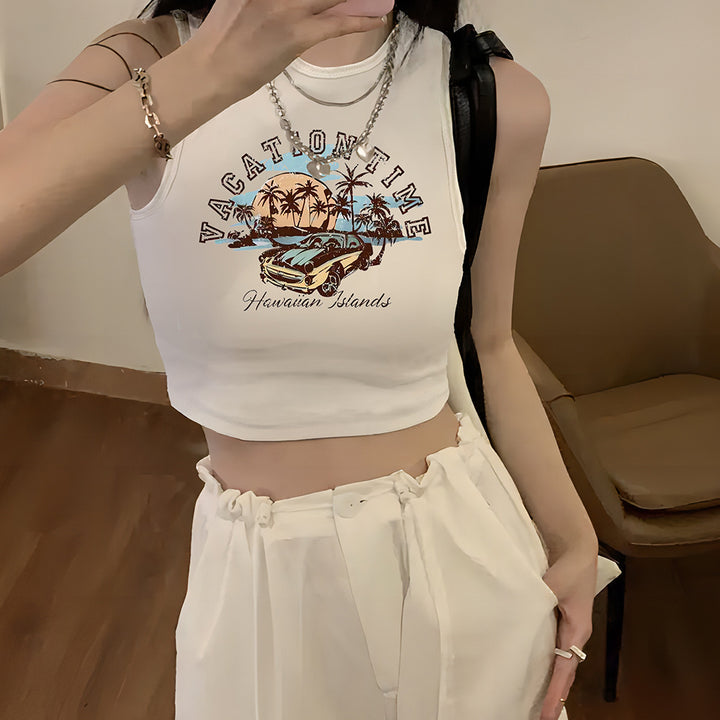 Dame Crop-Top med kreativt sitat og avslappet snitt Skjora