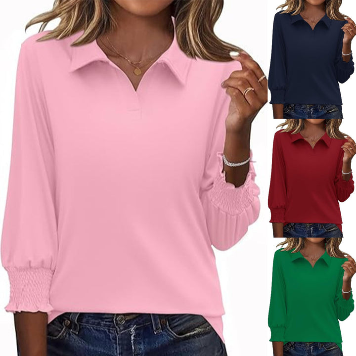 Damer Elegant Polo Shirt med Ruffle Detaljer Skjora