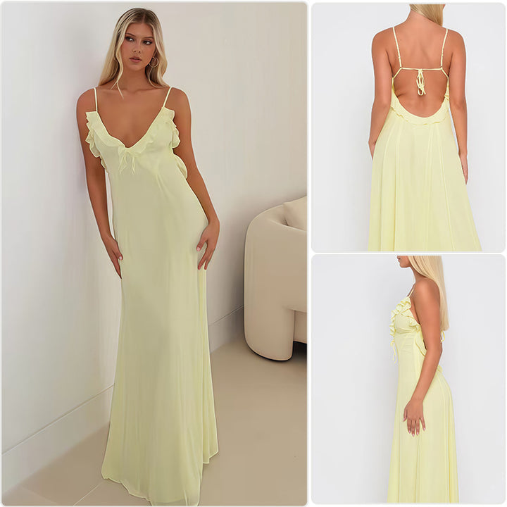 Kjoler Elegant Maxi Kjole med Off-Shoulder Volang Dekorasjon og Tilpassbart Design Skjora