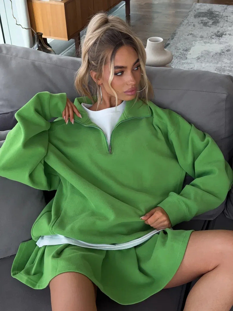 Dame casual hettegenser med full glidelås og oversized fasong Skjora